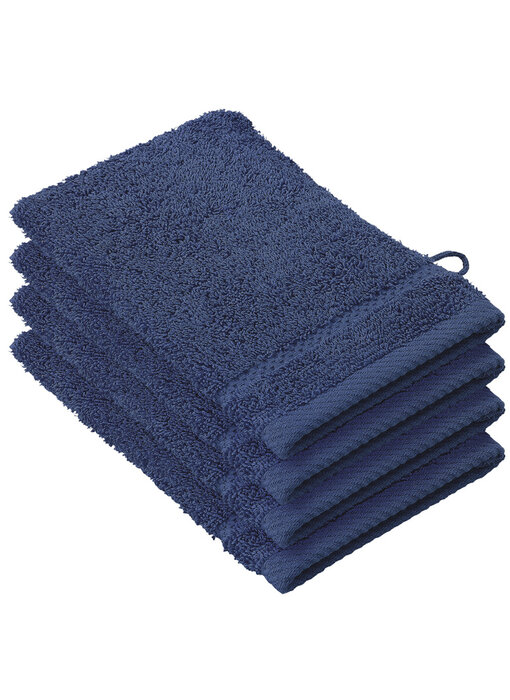 De Witte Lietaer Lot de 4 débarbouillettes Stephanie bleu indigo en coton