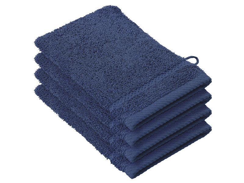 De Witte Lietaer Stephanie Waschlappen, blau-indisch, 15 x 21 cm, 4er-Set, Baumwolle