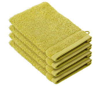 De Witte Lietaer Stephanie Warm Olive Washcloths Set of 4 Cotton