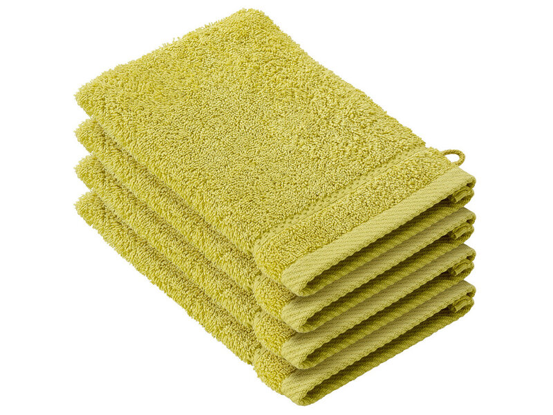 De Witte Lietaer Stephanie Warm Olive Waschlappen – 15 x 21 cm – 4er-Set – Grün – Baumwolle