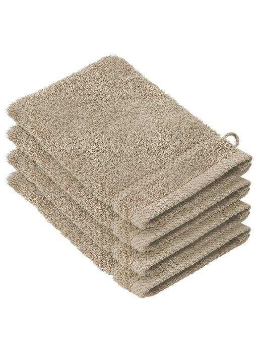 De Witte Lietaer Stephanie Humus Waschlappen-Set, 4er-Pack, Baumwolle