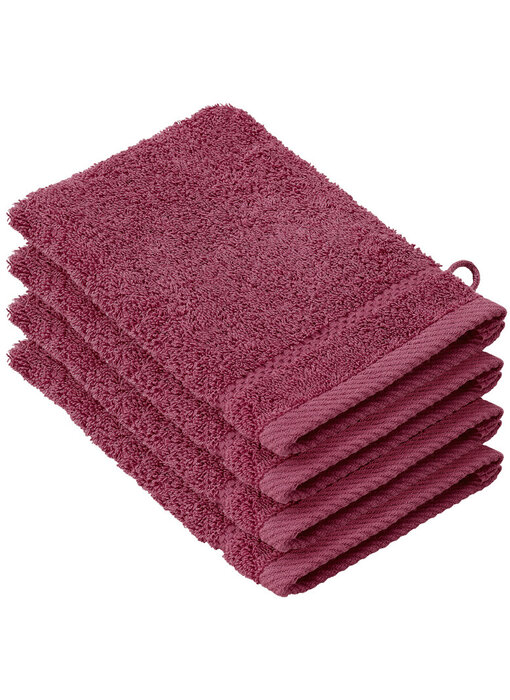 De Witte Lietaer Lot de 4 débarbouillettes Stephanie rouge betterave en coton
