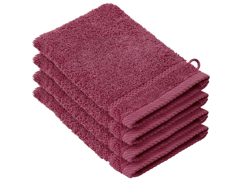 De Witte Lietaer Gants de toilette Stephanie Rouge Betterave - 15 x 21 cm - Lot de 4 - Rouge - Coton