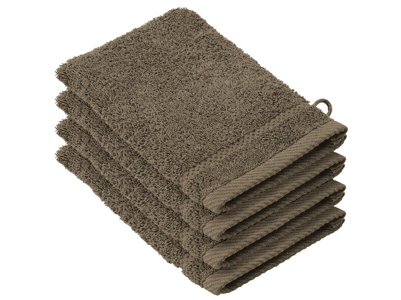 De Witte Lietaer Gants de toilette Stephanie Falcon - 15 x 21 cm - Lot de 4 - Marron - Coton