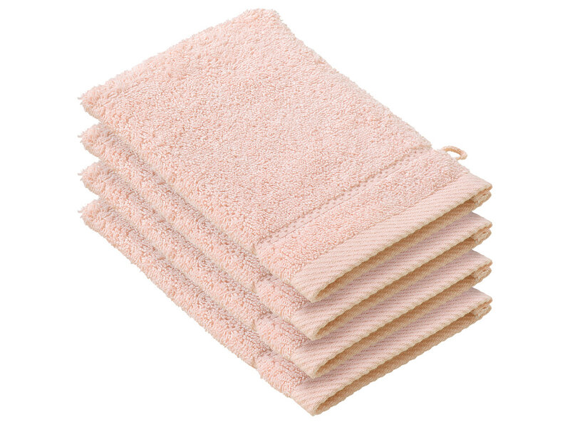 De Witte Lietaer Gants de toilette Stephanie Fleur d'Amandier - 15 x 21 cm - Lot de 4 - Rose - Coton
