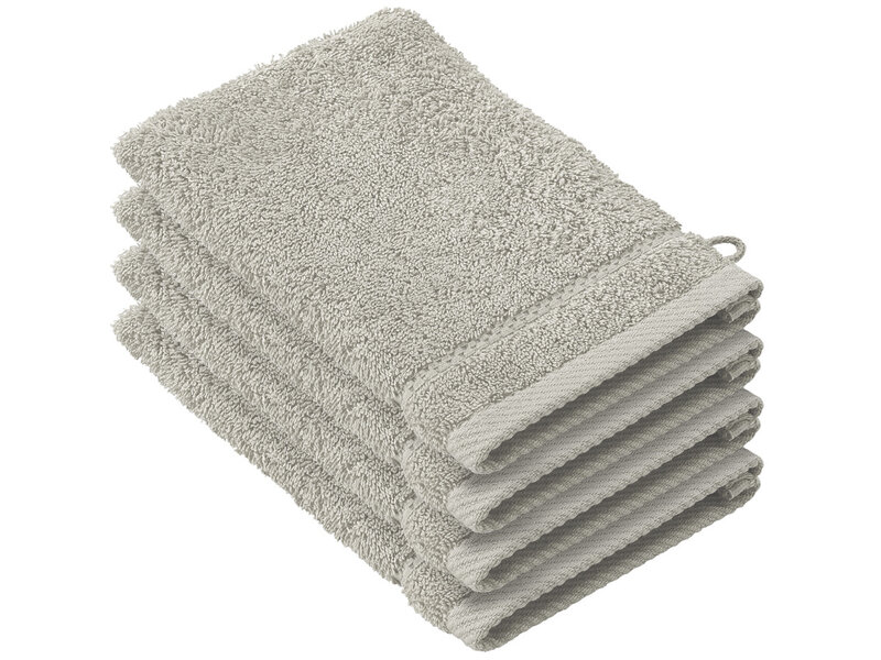 De Witte Lietaer Washandjes Stephanie Dove - 15 x 21 cm - set 4 stuks - Grijs - Katoen