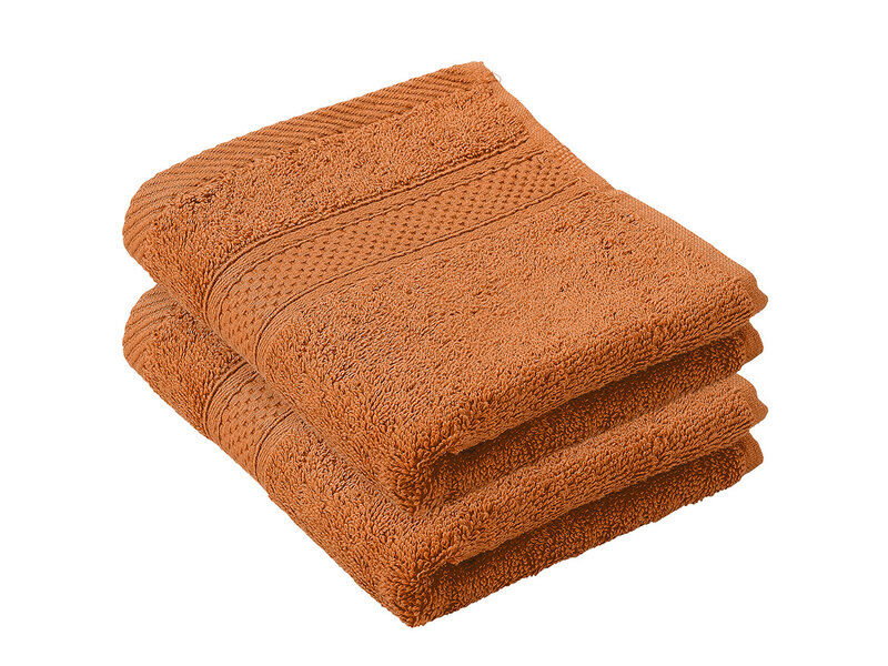 De Witte Lietaer Serviette d'invité Stephanie Caramel - 30 x 50 cm - Lot de 2 - Marron - Coton