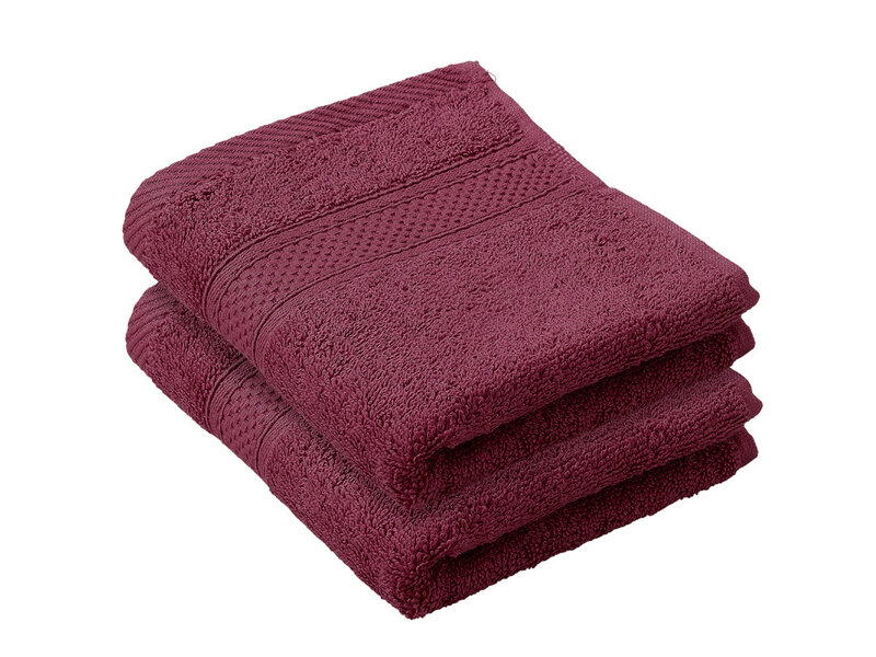 De Witte Lietaer Serviette d'invité Stephanie Rouge Betterave - 30 x 50 cm - Lot de 2 - Rouge - Coton