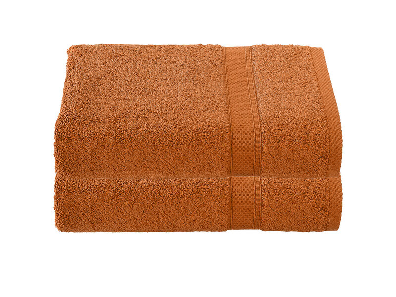 De Witte Lietaer Serviettes de bain Stephanie Caramel - Lot de 2 - 70 x 140 cm - Marron - Coton