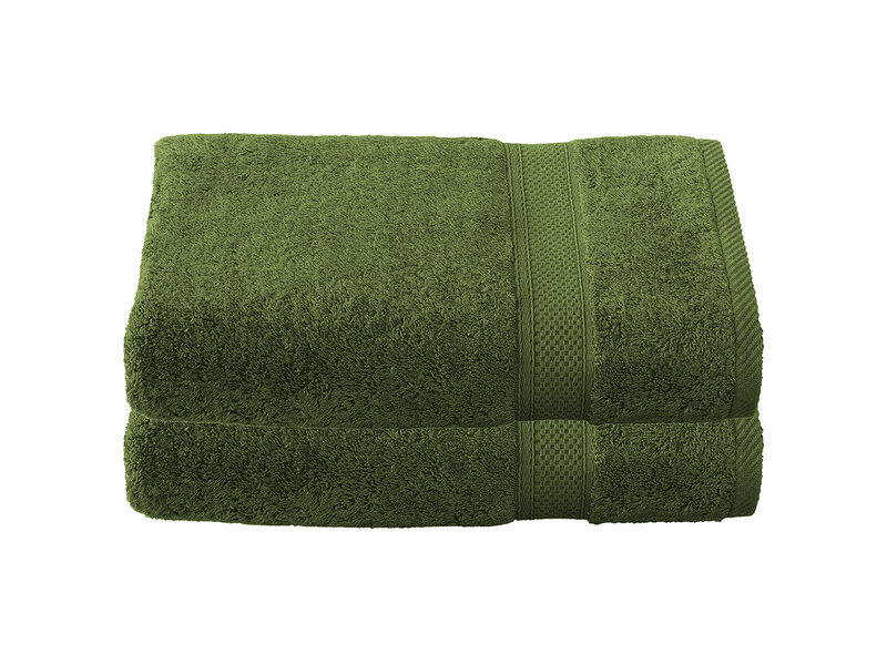 De Witte Lietaer Badhanddoek Stephanie Cactus - Set 2 stuks - 70 x 140 cm - Groen - Katoen