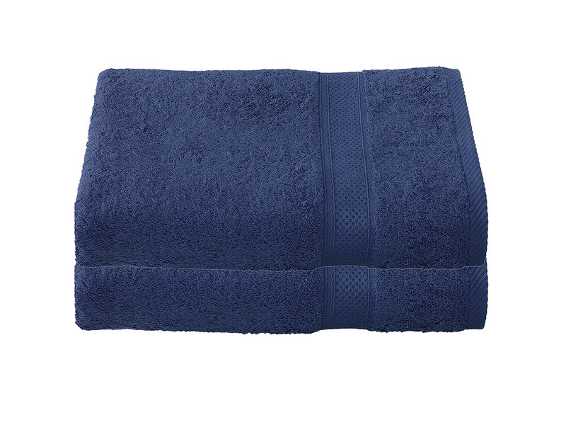 De Witte Lietaer Badhanddoek Stephanie Blue Indigo - Set 2 stuks - 70 x 140 cm - Blauw - Katoen