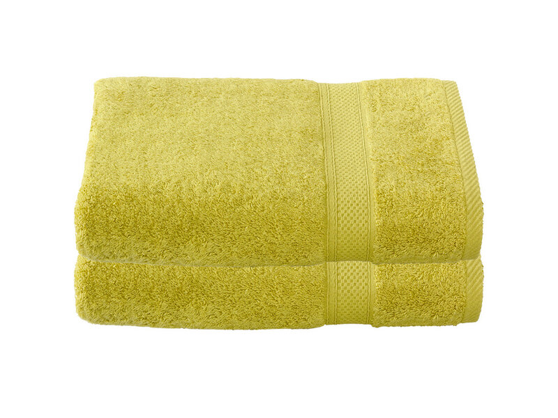 De Witte Lietaer Stephanie Warm Olive Bath Towel - Set of 2 - 70 x 140 cm - Green - Cotton