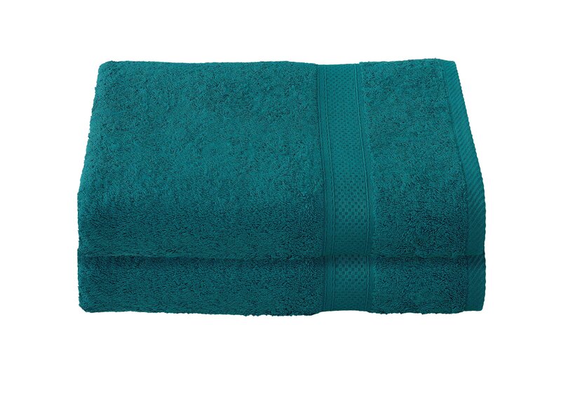 De Witte Lietaer Serviettes de bain Stephanie Lake Green - Lot de 2 - 70 x 140 cm - Vert - Coton