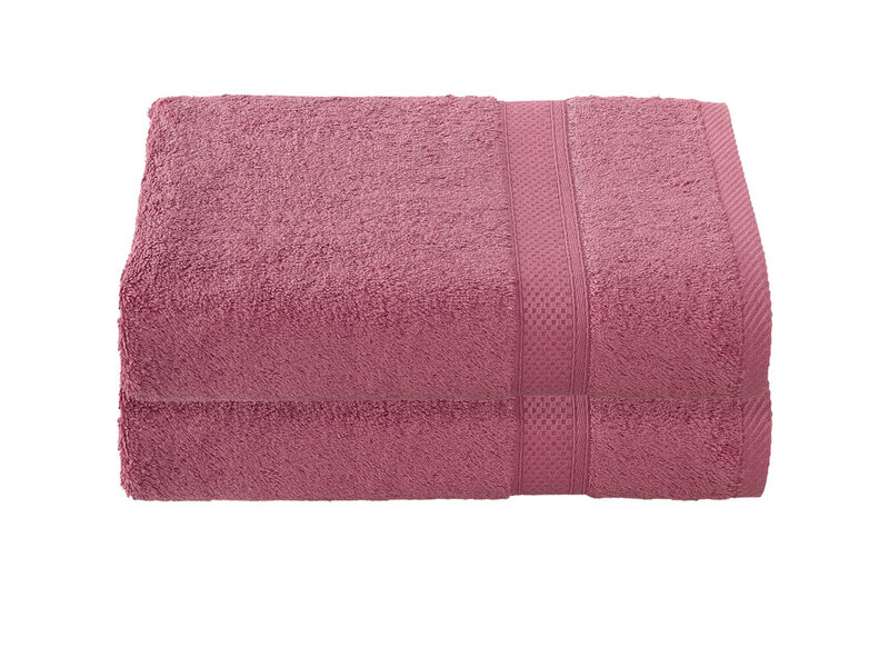 De Witte Lietaer Serviettes de bain Stephanie Carmine - Lot de 2 - 70 x 140 cm - Rose - Coton