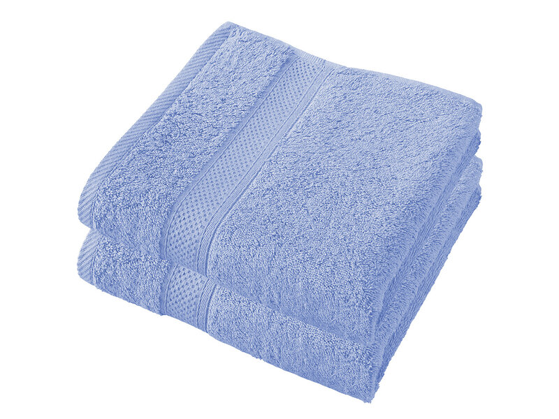 De Witte Lietaer Handdoek Stephanie Sky Blue - Set 2 stuks - 50 x 100 cm - Blauw - Katoen
