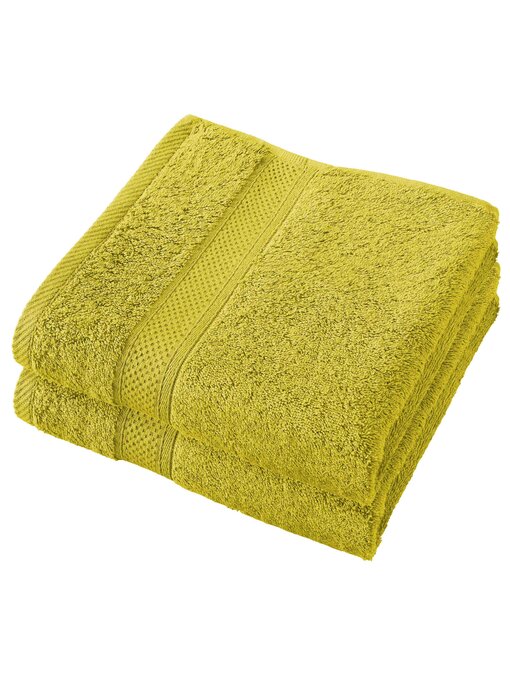 De Witte Lietaer Stephanie Warm Olive Handtuchset, 2er-Set, 50 x 100 cm, Baumwolle