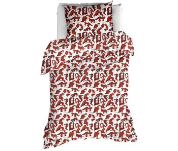 Moodit Housse de couette Odil Zoe Rouge Vin 140 x 200/220 cm Coton