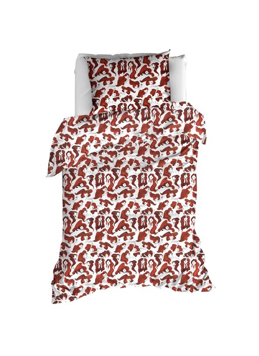 Moodit Housse de couette Odil Zoe Rouge Vin 140 x 200/220 cm Coton