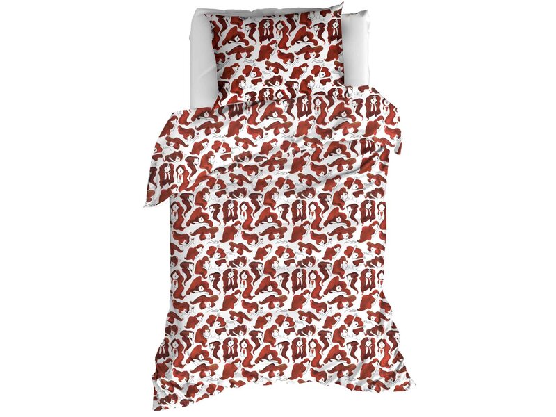 Moodit Housse de couette Odil Zoe Rouge vin - 140 x 200/220 + 60 x 70 cm - Coton