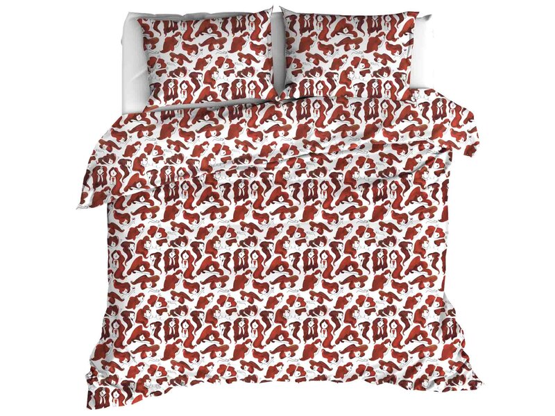 Moodit Dekbedovertrek Odil Zoe Wine Red - 200 x 200/220 + 2x 60 x 70 cm - Rood - Katoen