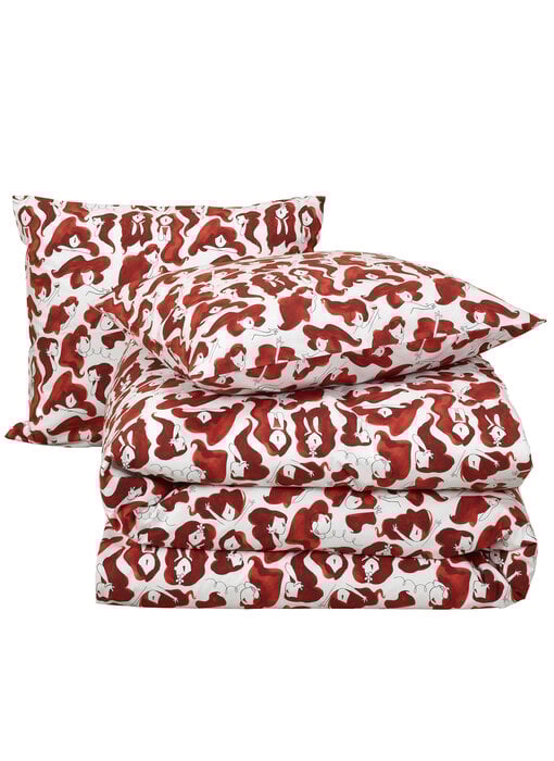 Moodit Housse de couette Odil Zoe Rouge vin 200 x 200/220 cm Coton