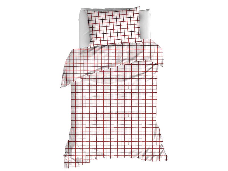 Moodit Bettbezug Odil Rhombus Rubinrot - 140 x 200/220 + 60 x 70 cm - Rot - Baumwolle