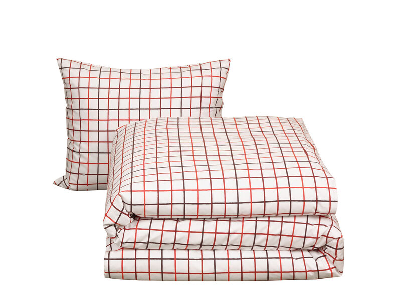 Moodit Duvet cover Odil Rhombus Ruby Red - 140 x 200/220 + 60 x 70 cm - Red - Cotton