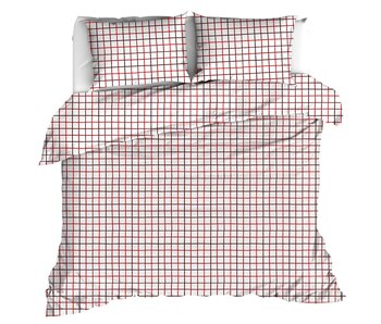 Moodit Bettbezug Odil Rhombus Rubinrot 260 x 240 cm Baumwolle