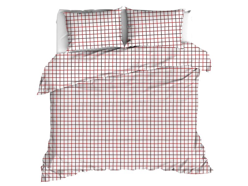 Moodit Bettbezug Odil Rhombus Rubinrot - 260 x 240 + 2 x 60 x 70 cm - Rot - Baumwolle