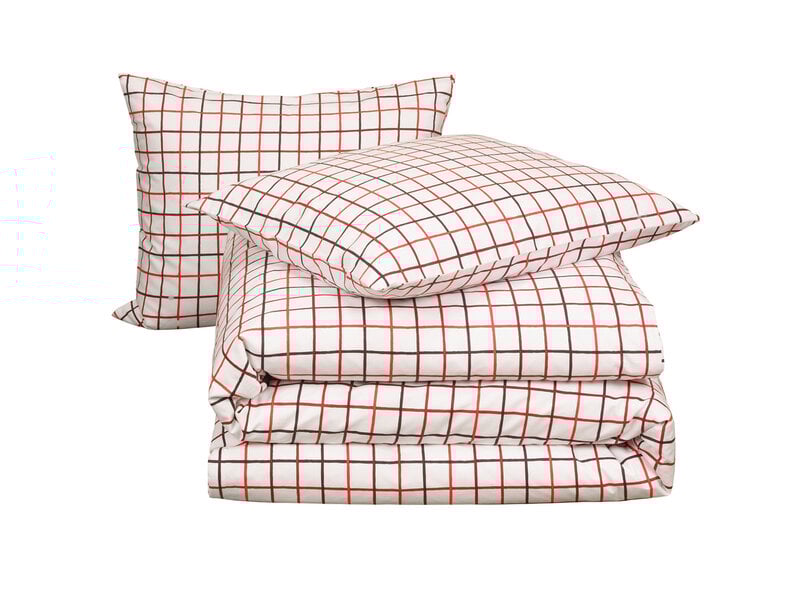 Moodit Housse de couette Odil Rhombus Rouge Rubis - 260 x 240 + 2 x 60 x 70 cm - Rouge - Coton
