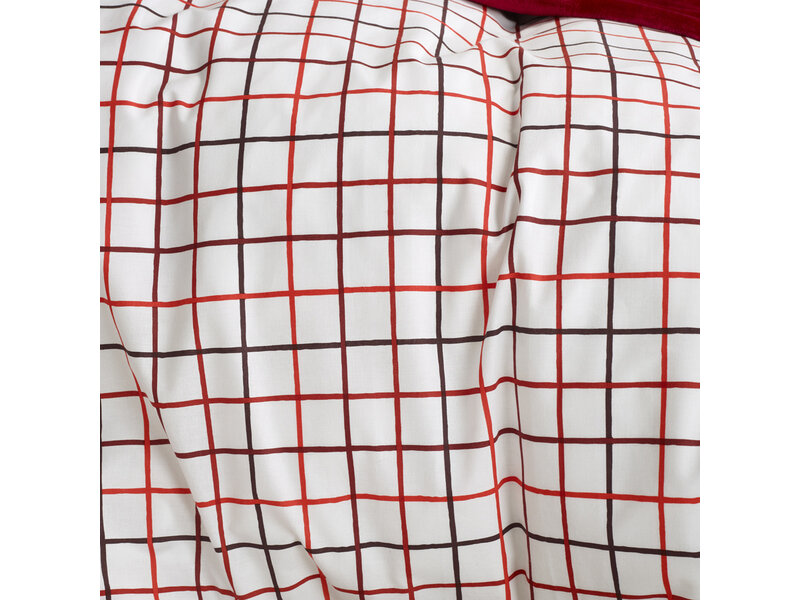 Moodit Dekbedovertrek Odil Rhombus Ruby Red - 260 x 240 + 2x 60 x 70 cm - Rood - Katoen
