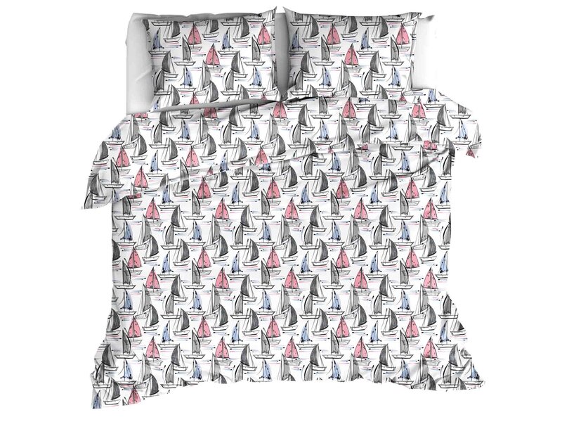 Moodit Odil Regatta Mix Duvet Cover - 260 x 240 + 2x 60 x 70 cm - White - Cotton