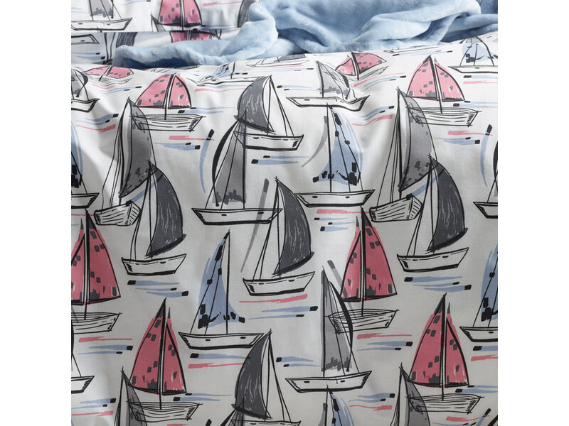 Moodit Odil Regatta Mix Duvet Cover - 200 x 200/220 + 2x 60 x 70 cm - White - Cotton