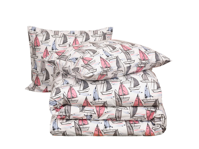 Moodit Odil Regatta Mix Duvet Cover - 200 x 200/220 + 2x 60 x 70 cm - White - Cotton
