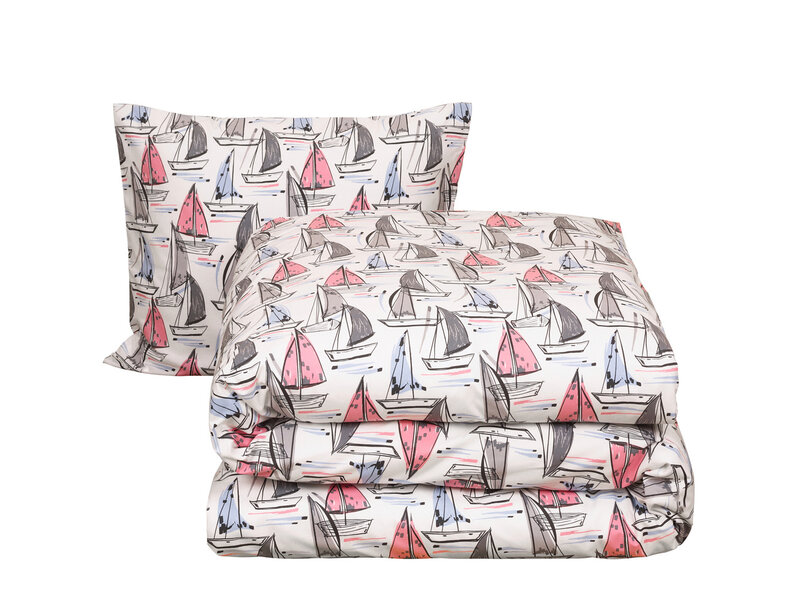 Moodit Dekbedovertrek Odil Regatta Mix - 140 x 200/220 + 60 x 70 cm - Wit - Katoen