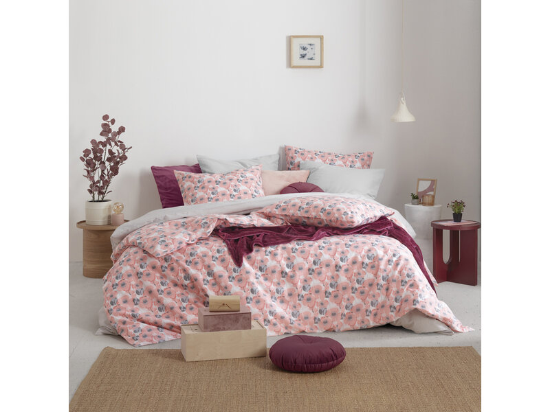Moodit Housse de couette Odil Monica Blush - 260 x 240 cm + 2 x 60 x 70 cm - Rose - Coton