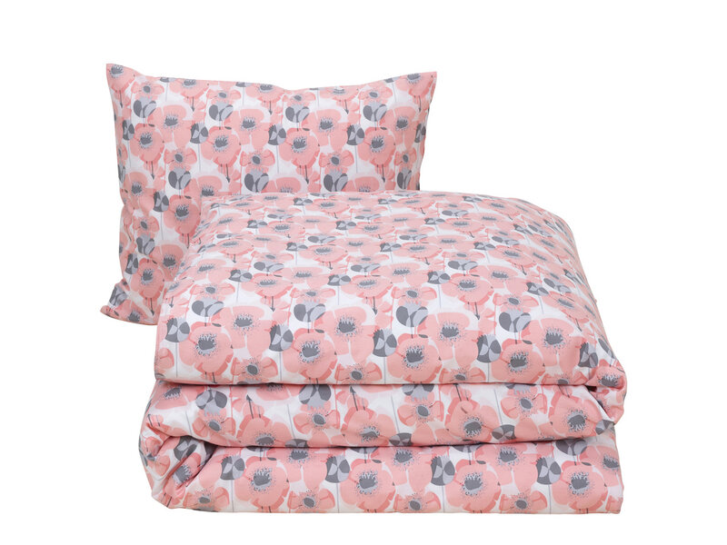 Moodit Housse de couette Odil Monica Blush - 140 x 200/220 + 60 x 70 cm - Rose - Coton