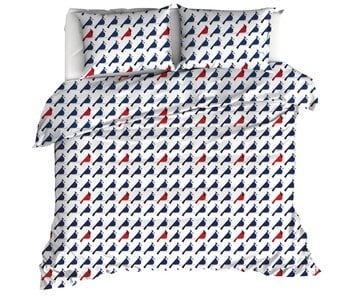 Moodit Housse de couette Odil Flipo Bleu Coucou Rouge 260 x 240 cm Coton
