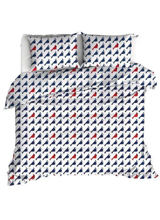 Moodit Bettbezug Odil Flipo Blau Kuckuck Rot 200 x 200/220 cm Baumwolle