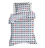 Moodit Odil Flipo Kuckucks-Roter Bettbezug – 140 x 200/220 + 60 x 70 cm – Weiß – Baumwolle