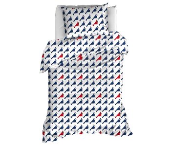 Moodit Dekbedovertrek Odil Flipo Blue Cuckoo Red 140 x 200/220 cm Katoen