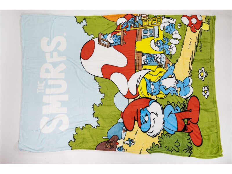 De Smurfen Fleece-Karo-Papa-Schlumpf – 110 x 150 cm – Polyester