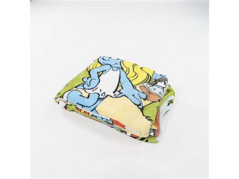 Smurfen Couverture polaire à carreaux Papa Schtroumpf - 110 x 150 cm - Polyester