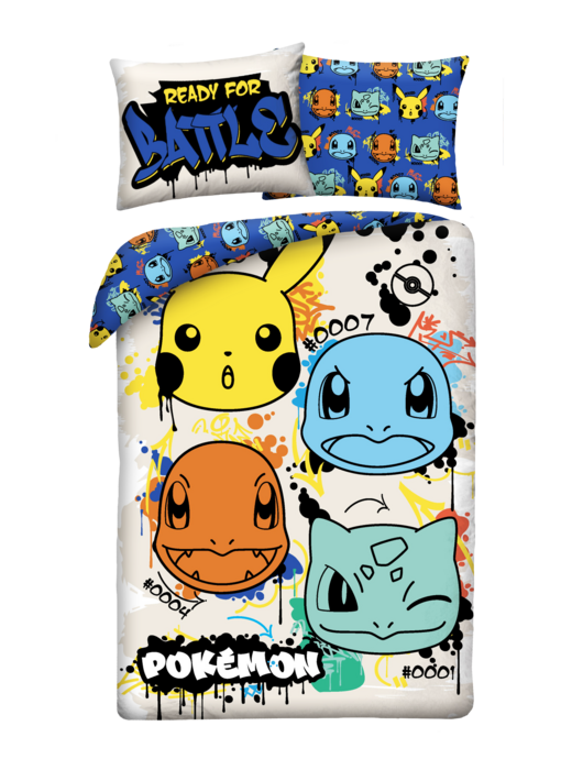 Pokémon Dekbedovertrek Graffiti Team 140 x 200 + 70 x 90 cm Polyester