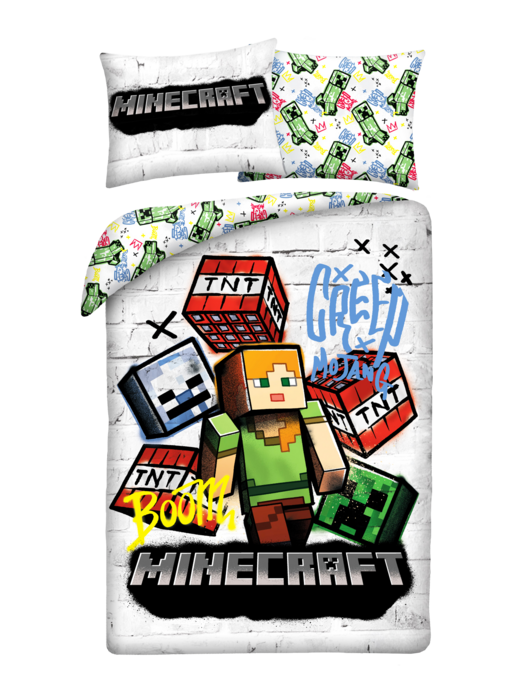 Minecraft Dekbedovertrek Graffiti 140 x 200 + 70 x 90 cm Polyester