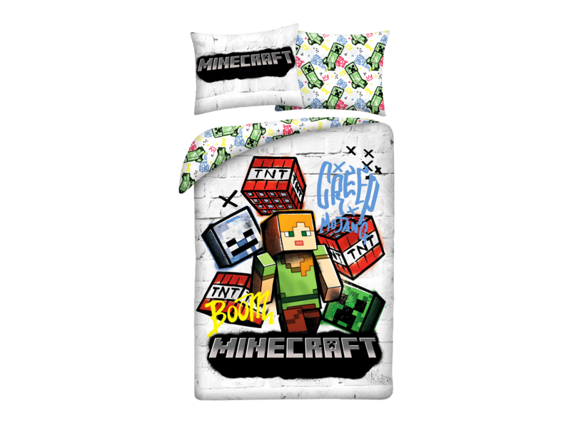 Minecraft Dekbedovertrek Graffiti - 140 x 200 + 70 x 90 cm - Polyester