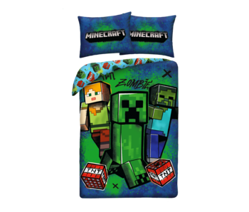 Minecraft Housse de couette Zombie Creeper 140 x 200 + 70 x 90 cm en polyester