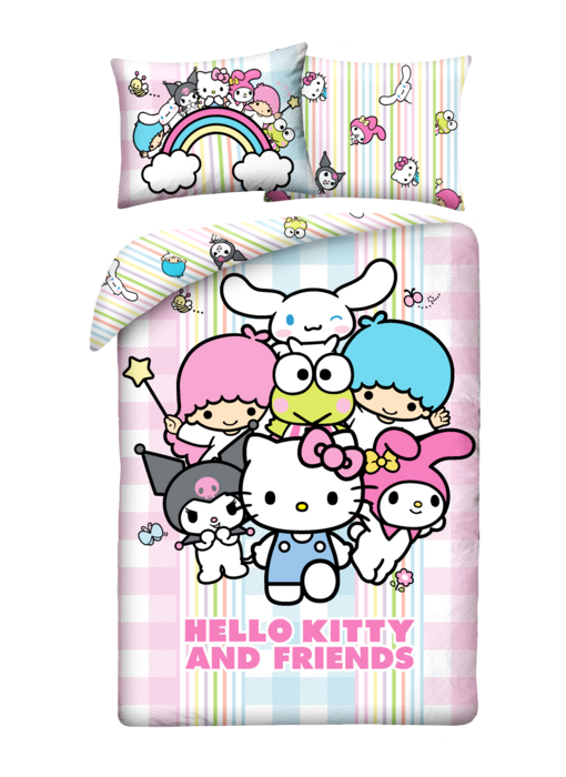 Sanrio Friends Duvet Cover 140 x 200 + 70 x 90 cm Polyester