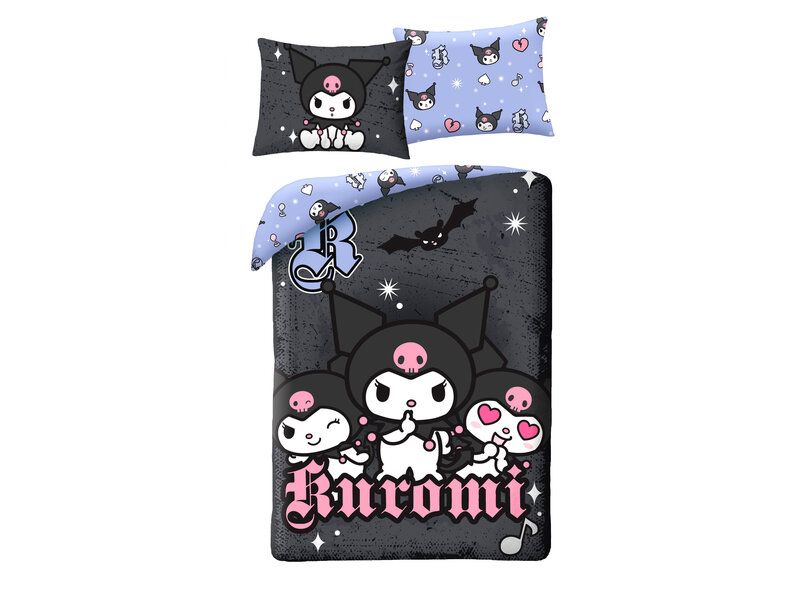 Hello Kitty Kuromi Dark Duvet Cover - 140 x 200 + 70 x 90 cm - Polyester
