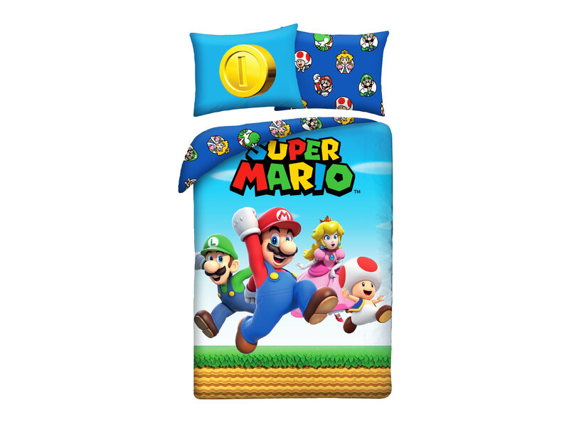 Super Mario Dekbedovertrek Team - 140 x 200 + 70 x 90 cm - Polyester